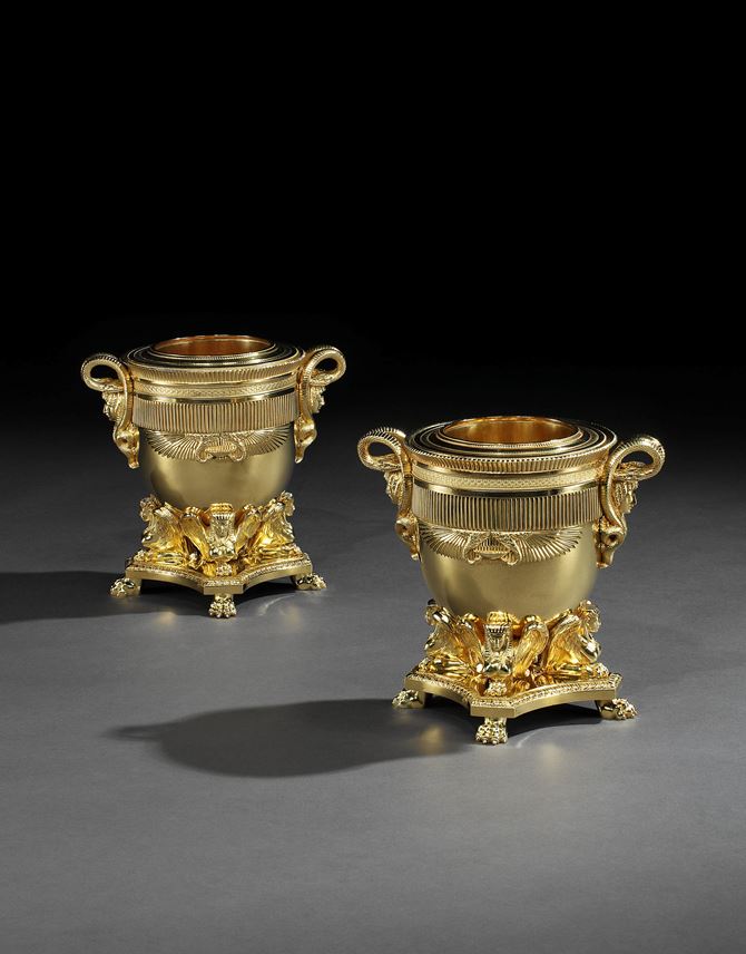 Rundell   - A pair of George III gilt bronze wine coolers | MasterArt